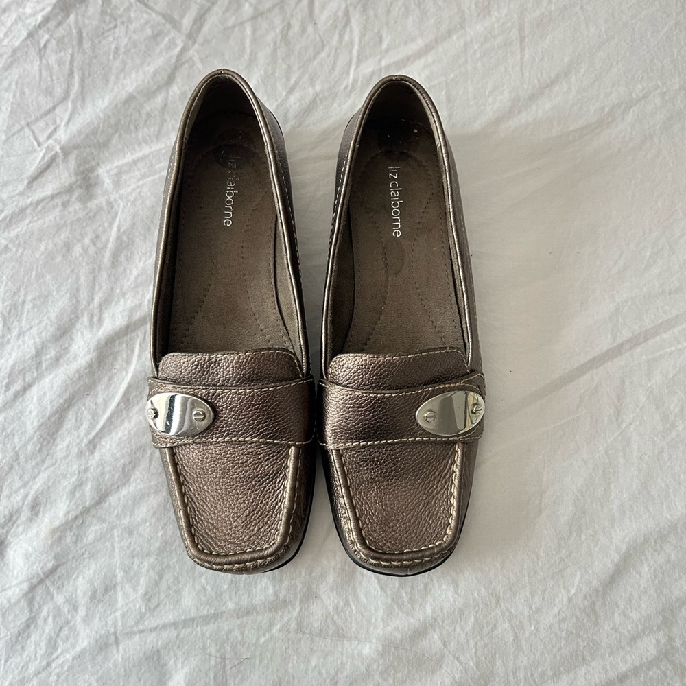 Liz Claiborne Metallic Brown Loafers